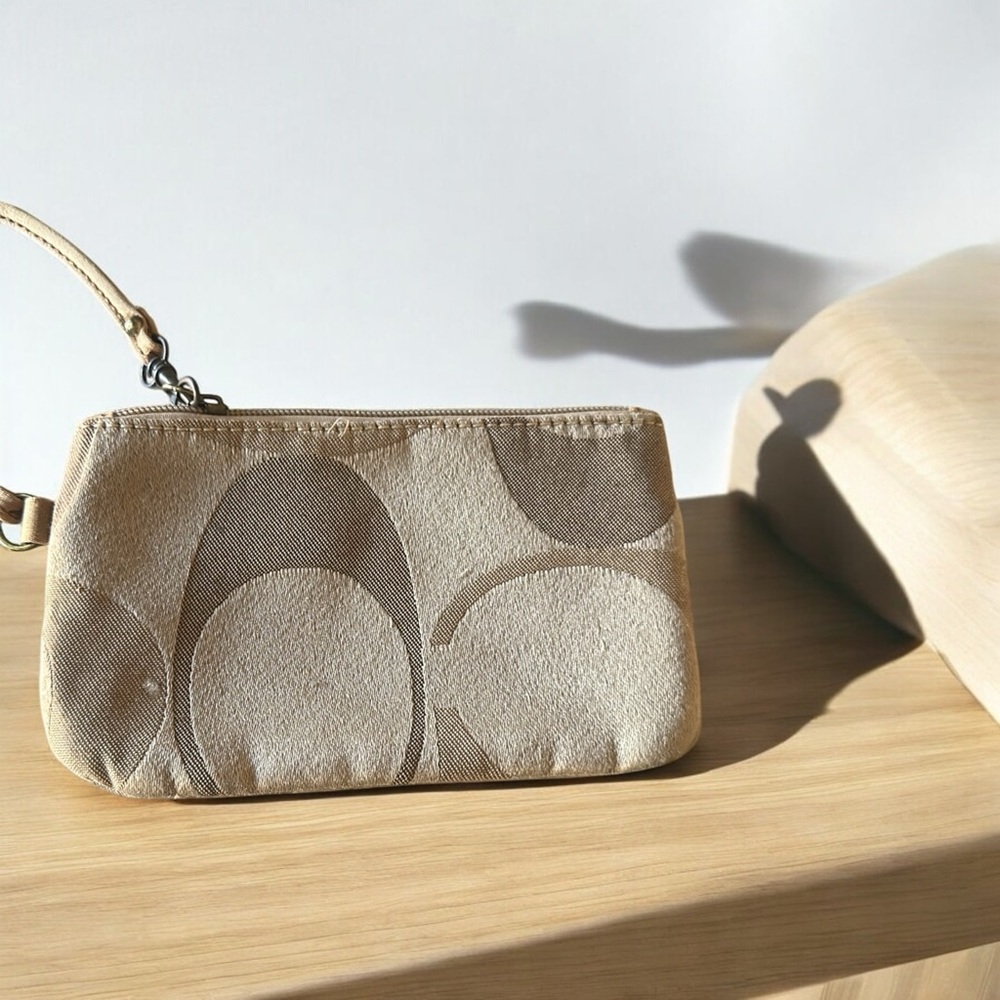 Authentic Tan and Beige Coach Wristlet